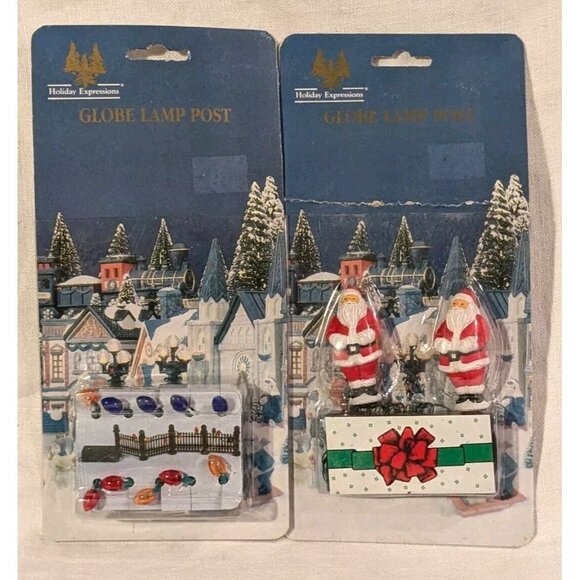 2 Holiday Expressions Christmas Lamp Posts Santa Global Lights Village House Set - Picture 14 of 14